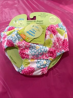 i play by Green Sprouts Floral Pink Reusable Baby Swim Diaper
